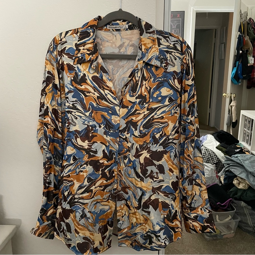 satin button up women’s long sleeve shirt